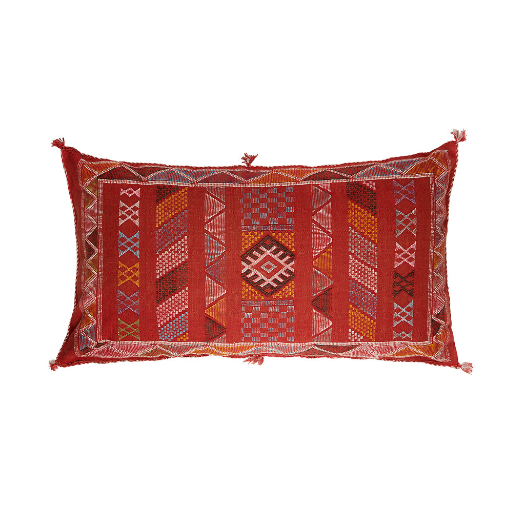 Large Terracotta Red Cactus Silk Lumbar Cushion | Safiyya