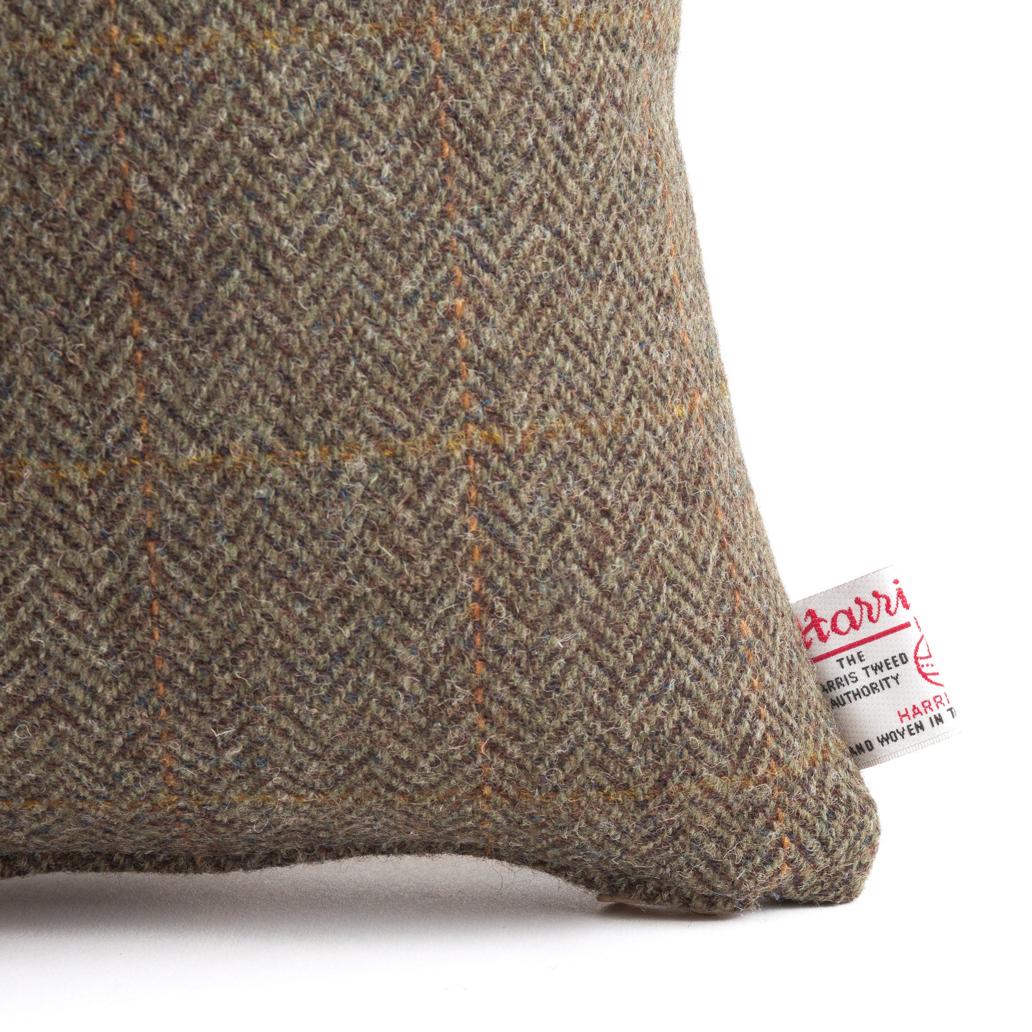 Harris Tweed/Pure Wool/Brown/Orange/Check/Outer Hebrides/Scatter/Cushion/Detail/