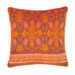 Orange, Pink and Pale Blue Ikat Square Scatter Cushion from Bali, Indonesia - FRONT