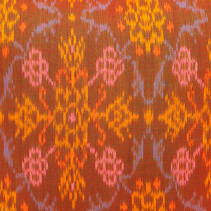 Orange, Pink and Pale Blue Ikat Square Scatter Cushion from Bali, Indonesia - DETAIL