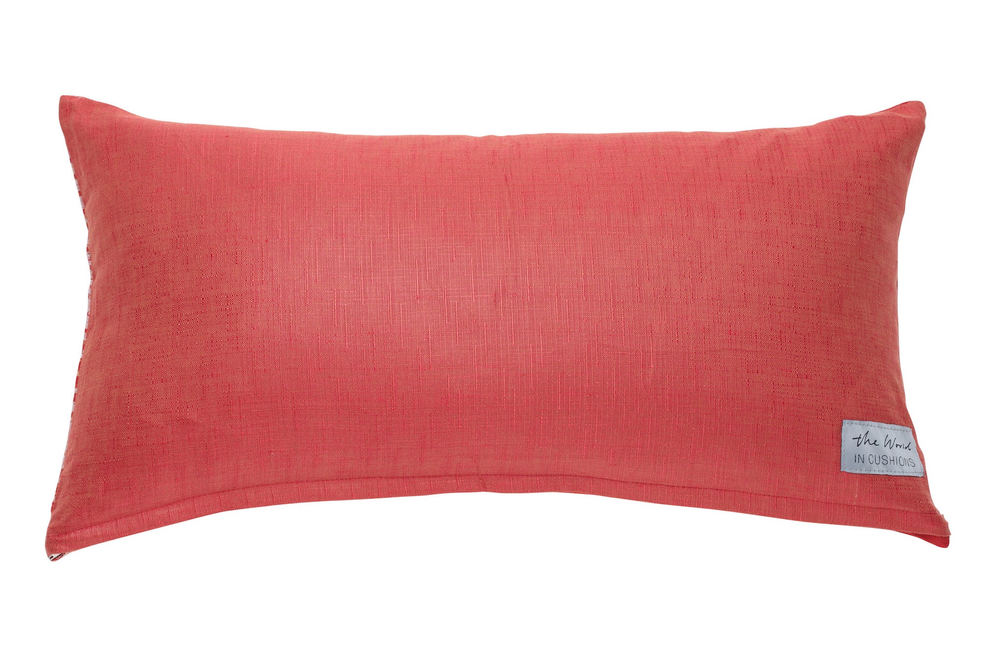 Terracotta Orange Linen Rectangle Scatter Cushion from Bali, Indonesia -  BACK