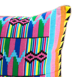 Kente/Ghana/Cotton/Pattern/Pink/Blue/Green/Yellow/Scatter/Cushion/Detail/