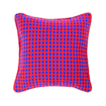 Blue and Red Checked African Maasai Blanket Square Scatter Cushion from Kenya -  FRONT