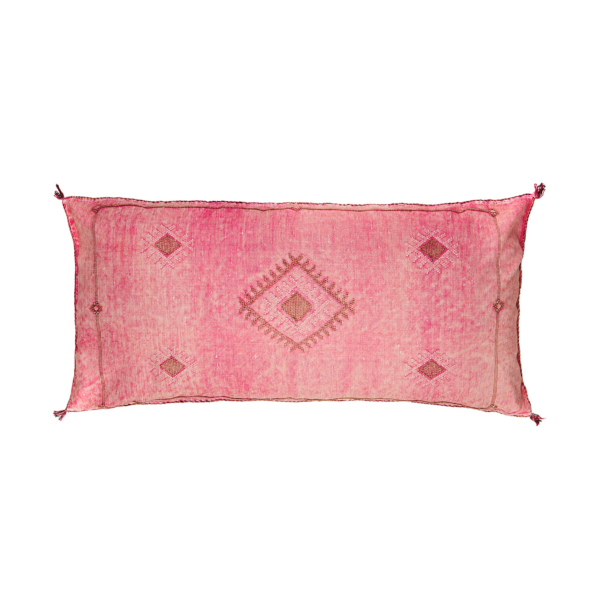 Faded Pink Large Cactus Silk Moroccan Rectangle Floor Cushion -  FRONT