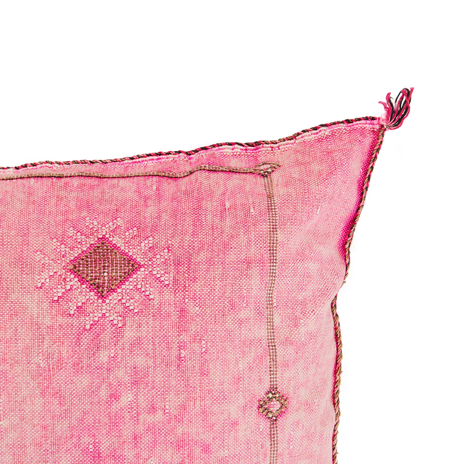 Faded Pink Large Cactus Silk Moroccan Rectangle Floor Cushion -  DETAIL