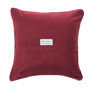 Burgundy Red Corduroy Handwoven Scatter Square Cushion from Bhutan - BACK