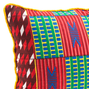 Kente/Ghana/Cotton/Scatter/Cushion/Pattern/Green/Red/Blue/Detail/