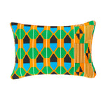 Kente/Ghana/Cotton/Scatter/Cushion/Pattern/Green/Blue/Black/Orange/