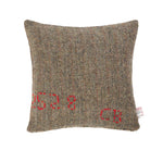 Harris Tweed/Pure Wool/Outer Hebrides/Brown/Herringbone/Red Detail/Scatter/Cushion/