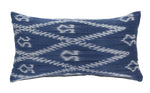 Navy Blue and White Hand Woven Ikat Rectangle Scatter Cushion from Bali, Indonesia - FRONT
