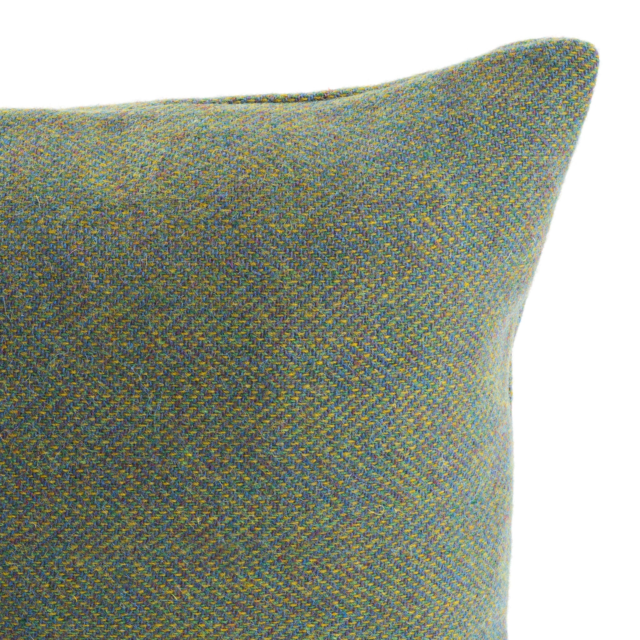 Pale Green Herringbone Harris Tweed Scatter Rectangle Cushion from the Outer Hebrides - DETAIL