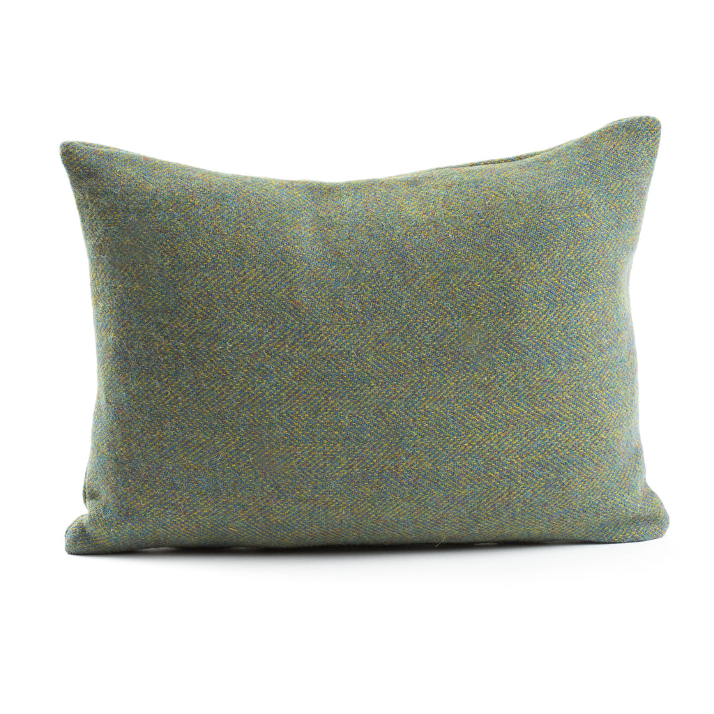 Pale Green Herringbone Harris Tweed Scatter Rectangle Cushion from the Outer Hebrides -  FRONT