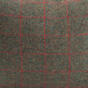 Brown and Red Checked Harris Tweed Rectangle Scatter Cushion from the Outer Hebrides - DETAIL
