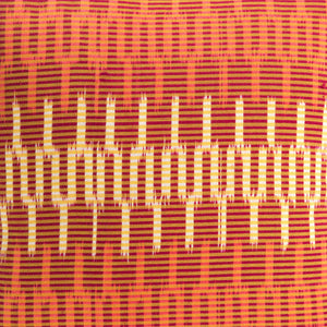 Orange and Cream Patterned Ikat Square Scatter Cushion from Bali, Indonesia- DETAIL