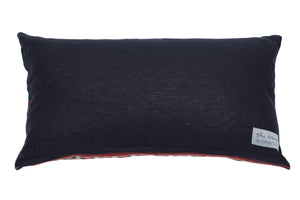Dark Blue Linen Rectangle Scatter Cushion from Bali, Indonesia - BACK