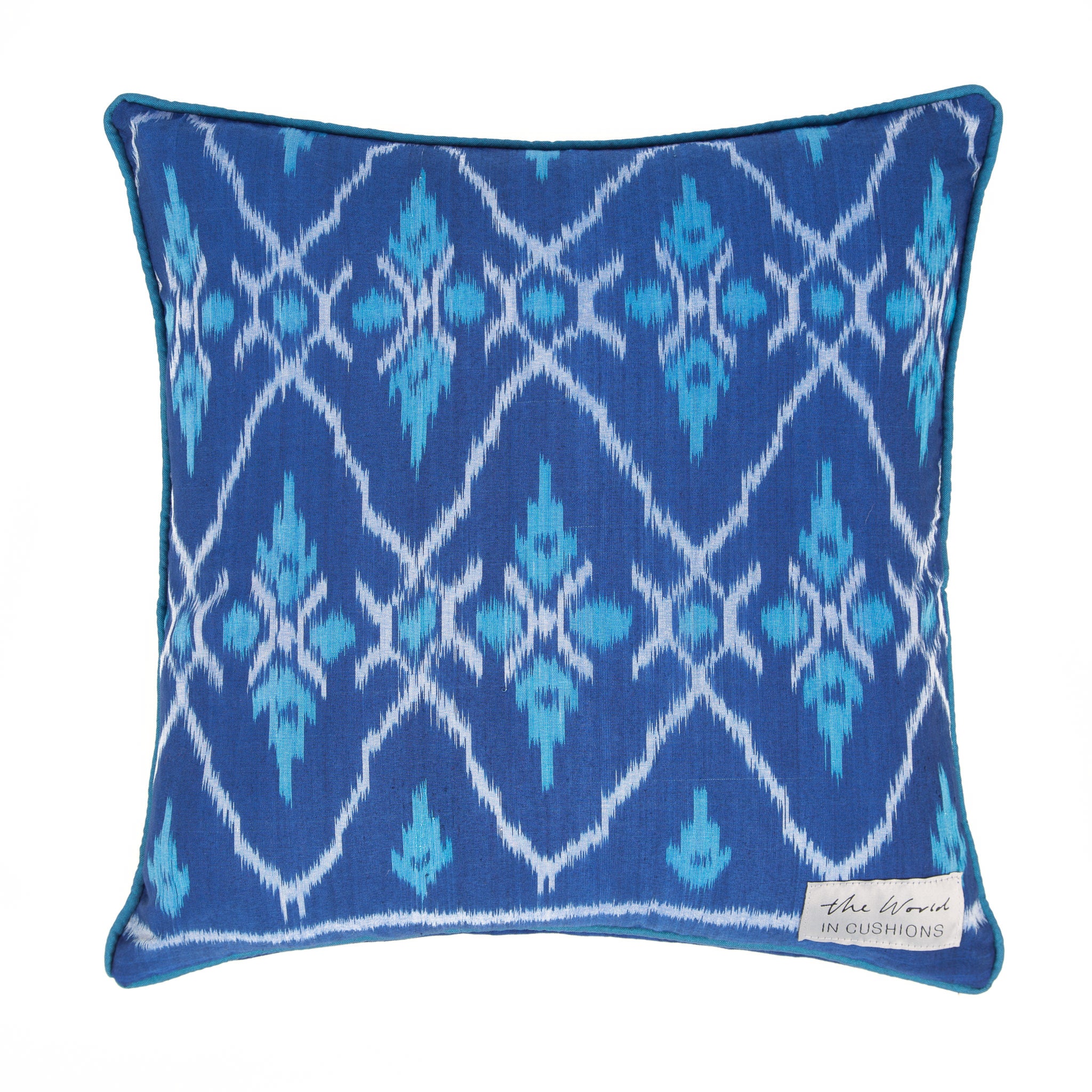Blue & Turquoise Square / Scatter Ikat Cushion from Bali - BACK