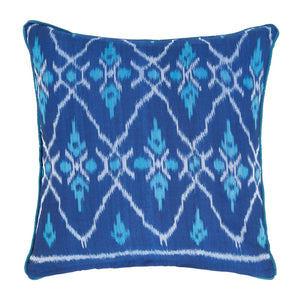 Blue & Turquoise Square / Scatter Ikat Cushion from Bali - FRONT