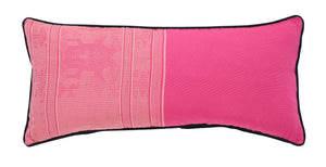 Fuchsia Pink Hand Embroidered Tribal Scatter Rectangle Cushion - FRONT