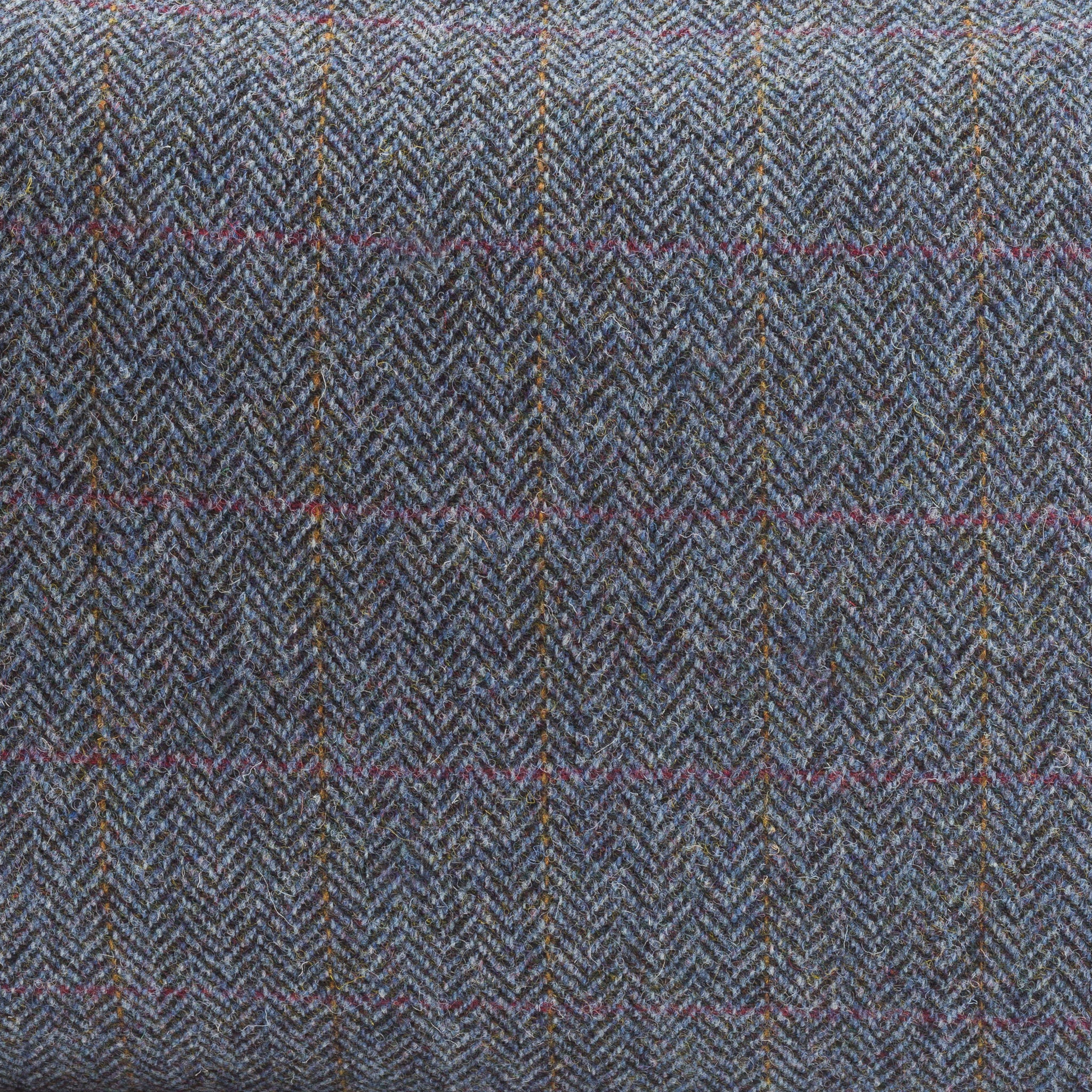 Navy Blue Herringbone Harris Tweed Scatter Rectangle Cushion from the Outer Hebrides -  DETAIL