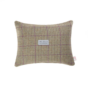 Beige and Purple Checked Houndstooth Harris Tweed Scatter Rectangle Cushion from the Outer Hebrides - BACK