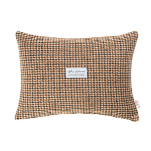 Brown and Beige Houndstooth Harris Tweed  Rectangle /  Scatter Cushion from the Outer Hebrides - BACK