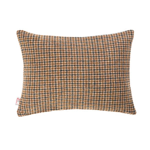 Brown and Beige Houndstooth Harris Tweed  Rectangle /  Scatter Cushion from the Outer Hebrides - FRONT