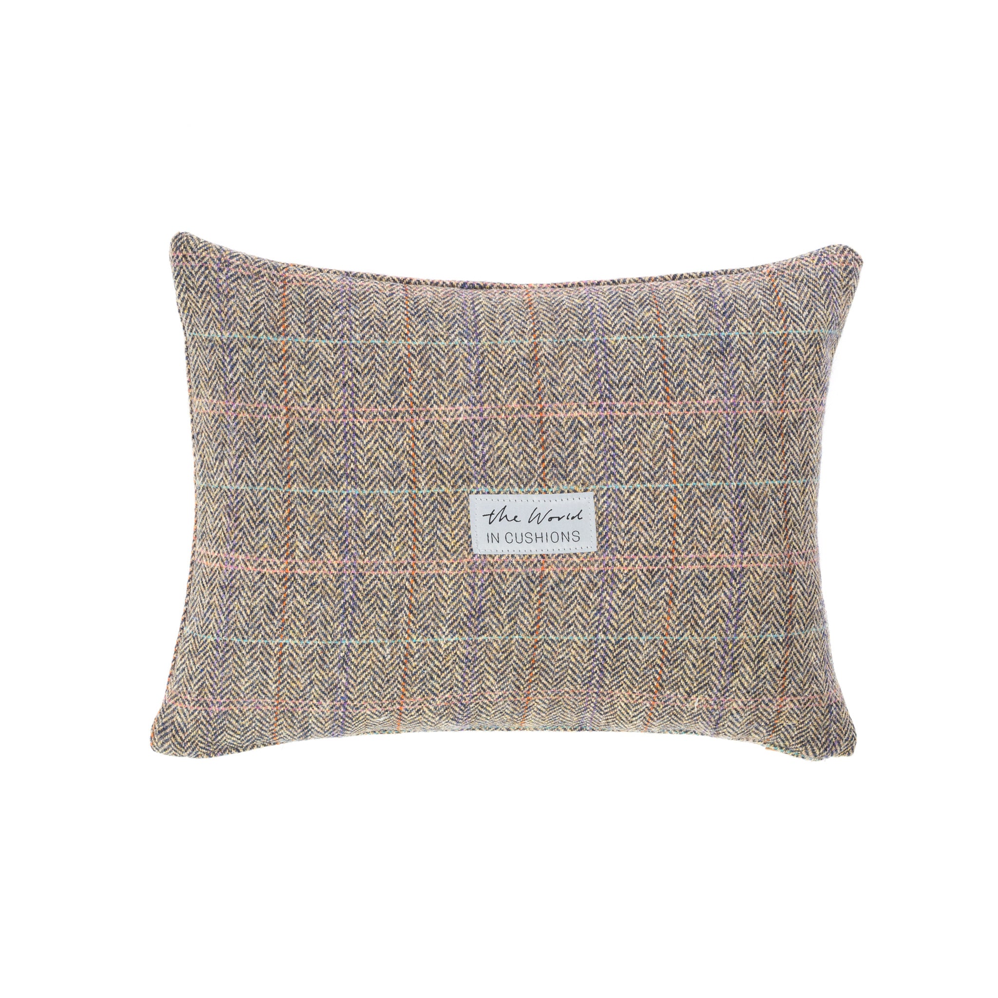 Harris Tweed/Pure Wool/Outer Hebrides/Scatter/Cushion/Beige/Purple/Pink/Pale Blue/Check/Back/
