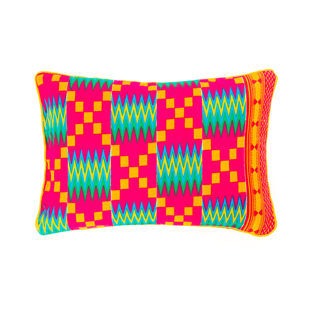 Kente/Printed/Cotton/Pattern/Ghana/Africa/Scatter/Cushion/Bright/Pink/Green/Blue/Orange/