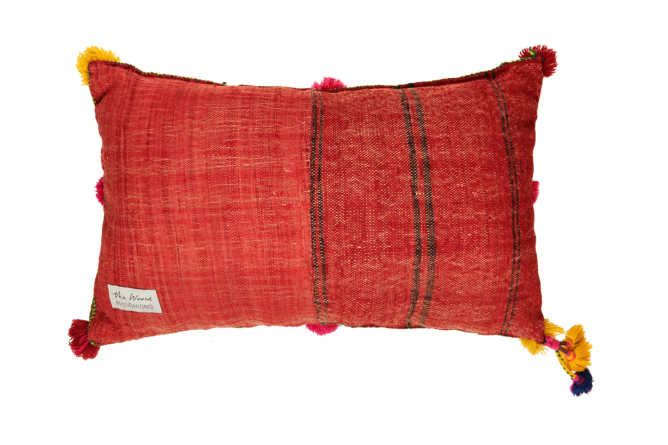 Hand Woven Red, Pink and Yellow Vintage Kilim Cushion | Latla
