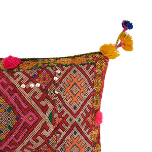Hand Woven Red, Pink and Yellow Vintage Kilim Cushion | Latla