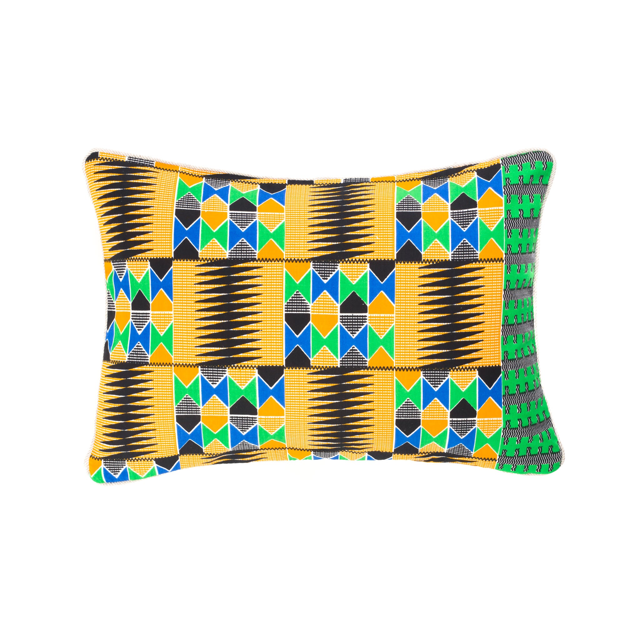 Kente/Printed/Cotton/Ghana/Africa/Scatter/Cushion/Mustard/Yellow/Green/Blue/Black/Pattern/